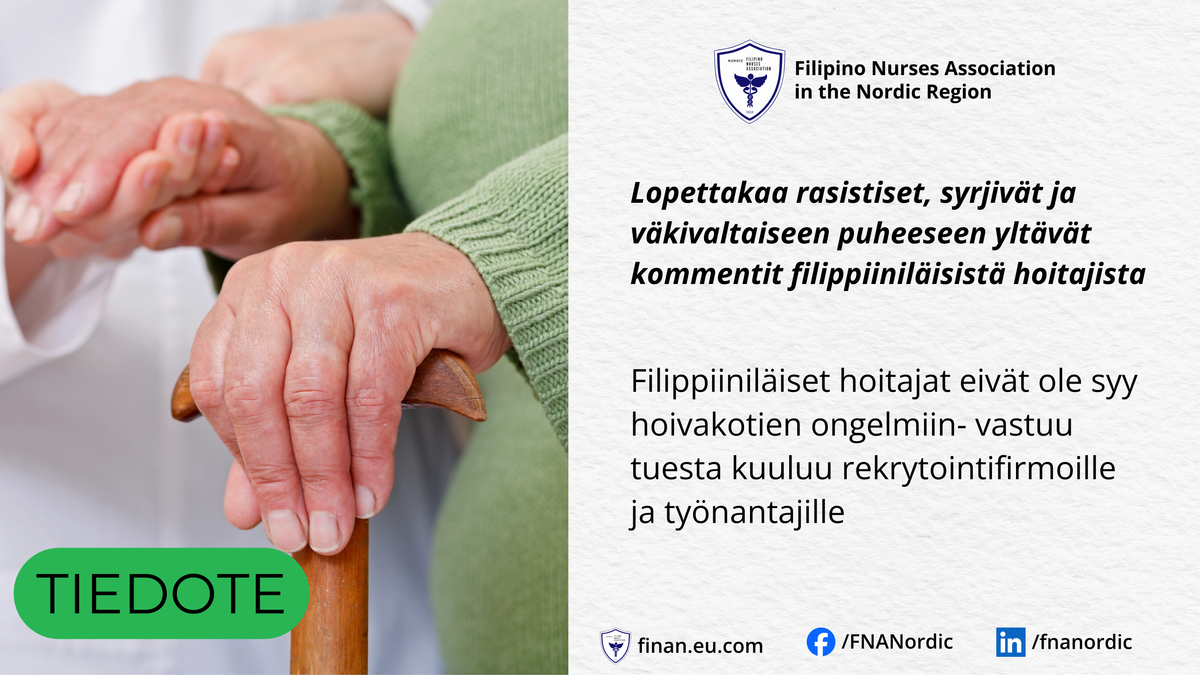 Filippiiniläiset hoitajat eivät ole syy hoivakotien ongelmiin- vastuu tuesta kuuluu rekrytointifirmoille ja työnantajille