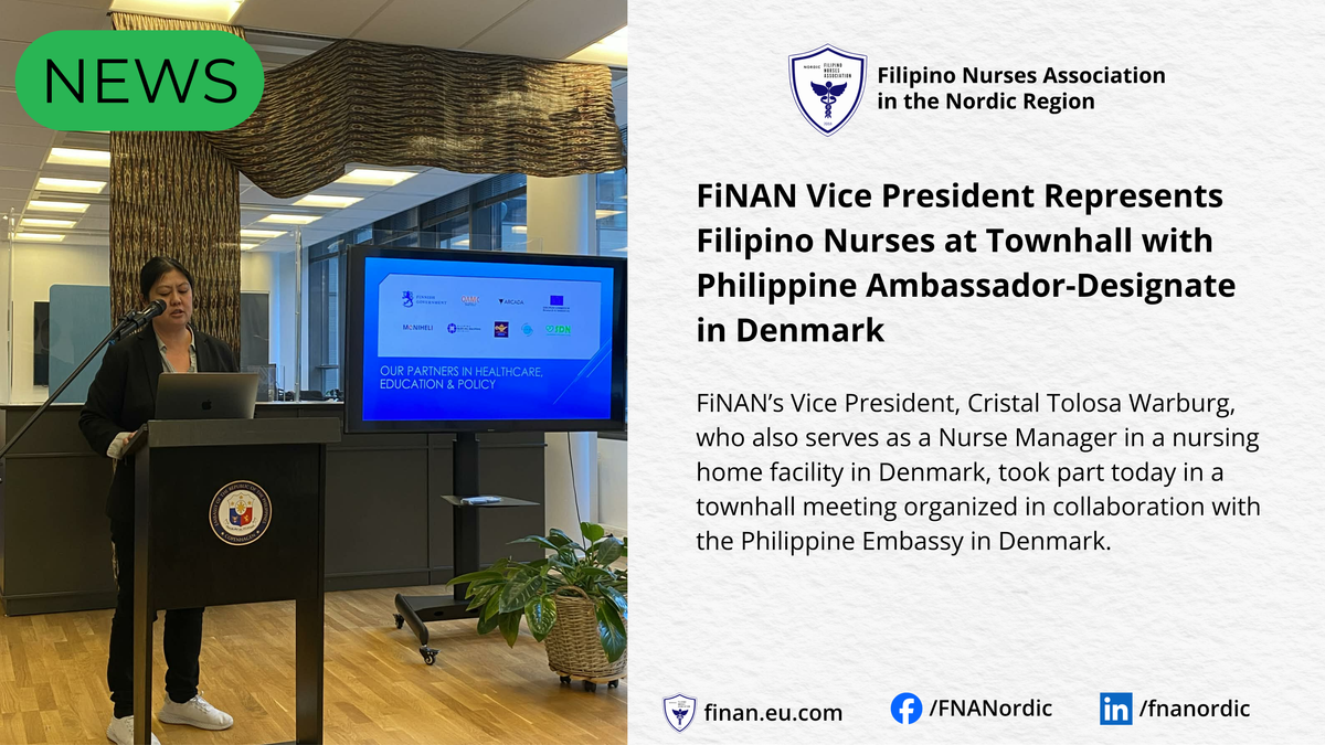 FiNAN Vice President Represents Filipino Nurses at Townhall with Philippine Ambassador-Designate in Denmark
