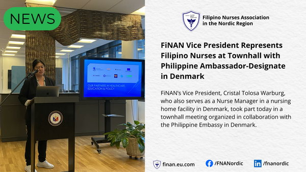 FiNAN Vice President Represents Filipino Nurses at Townhall with Philippine Ambassador-Designate in Denmark